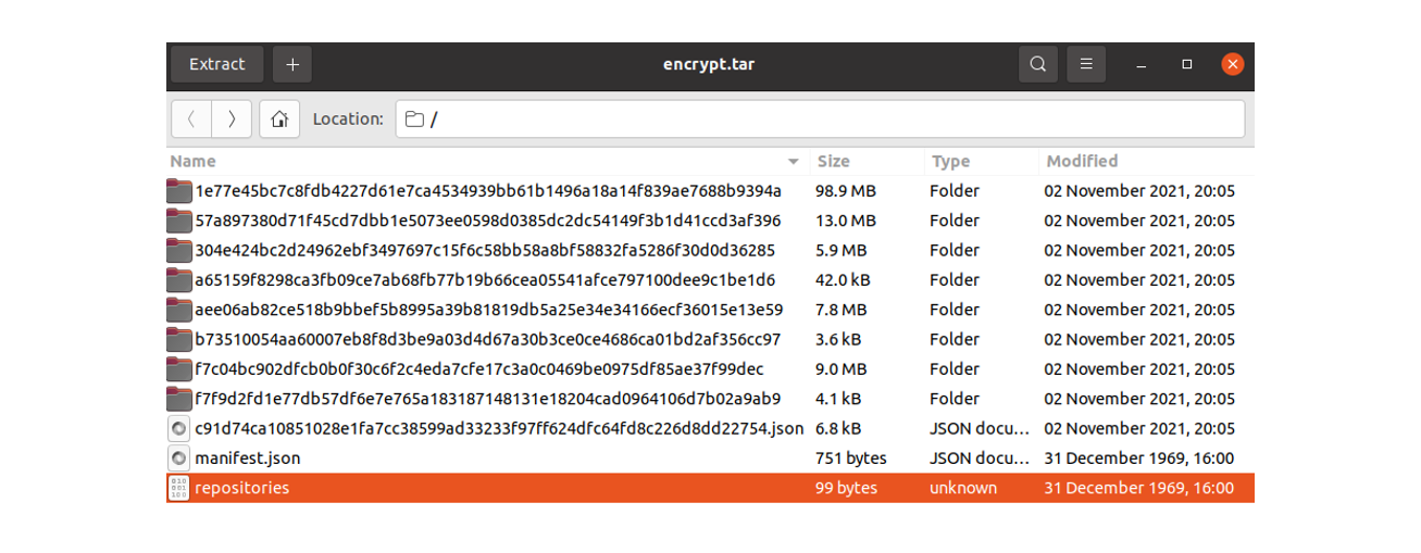 encrypted docker files repositories manifest