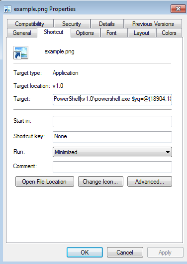 examining target file creation malicious lnk shortcut file
