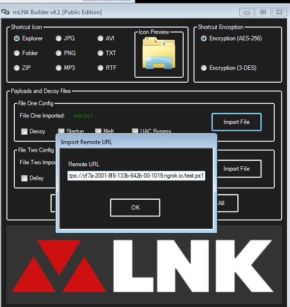 create malicious lnk shortcut file payload