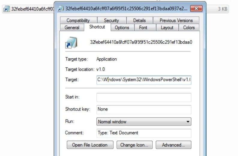 PowerShell scenario embedded malicious code lnk file hacker
