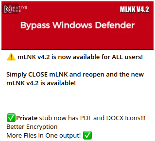 bypass windows defender mlnk v4.2 docx pdf encryption
